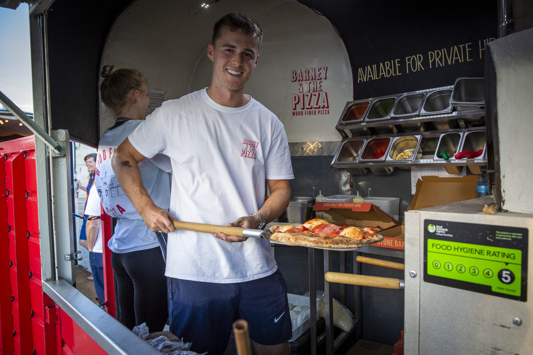 Barney and the Pizza on the Harbour Arm