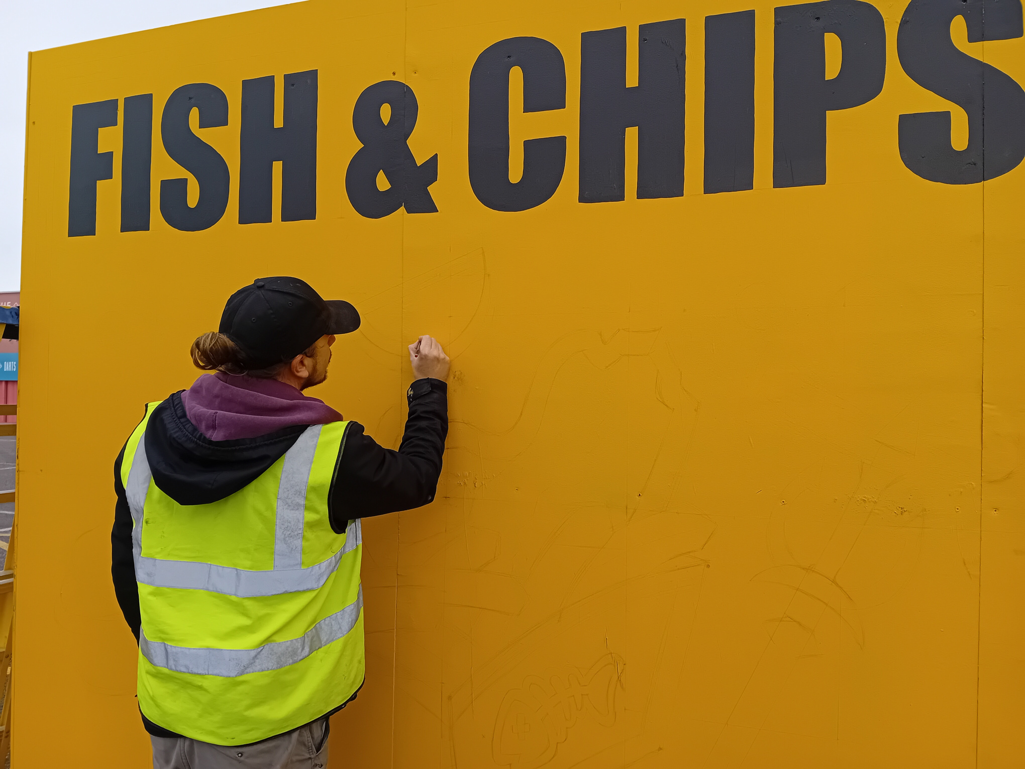 El Davo illustrating Fish and Chips on Sailbox