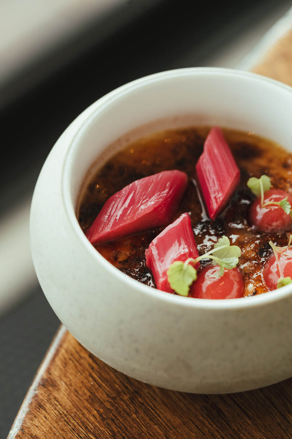 Creme Brulee with Rhubarb